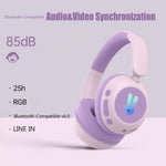BT08C Children Wireless Over-Ear Headphones Bluetooth-compatible 6.0 Headset with RGB Light