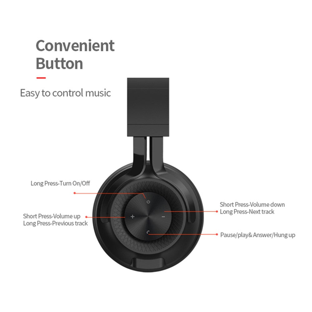FINGERTIME P1 Foldbar Bluetooth-kompatibel trådløs hovedtelefon Stereo Telefon PC Musik Gaming Headset med indbygget mikrofon (CE-certificeret)
