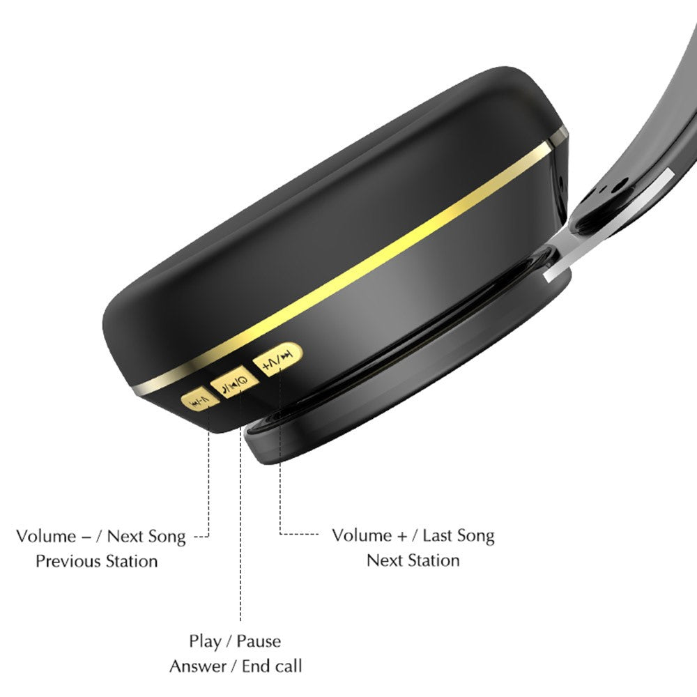 GN-25 Bass Over-head Headphone Stereo Headset Bluetooth-compatible Earphone with 40mm Vibrating Diaphragm and 3.5mm Audio Jack