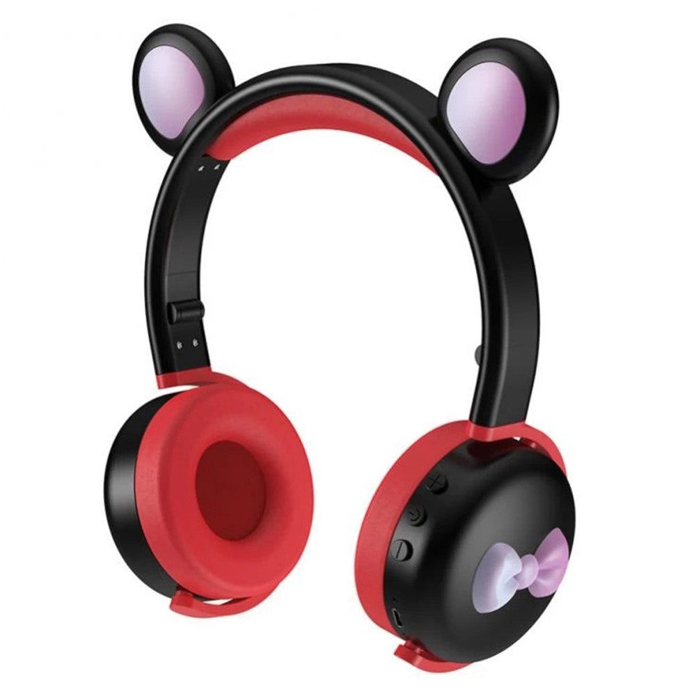 BK7 Søde Bjørne Trådløst Bluetooth-kompatibelt Headset Tegneserie LED Lys AUX-In Over-Ear Hovedtelefon Børnegave (CE Certificeret)