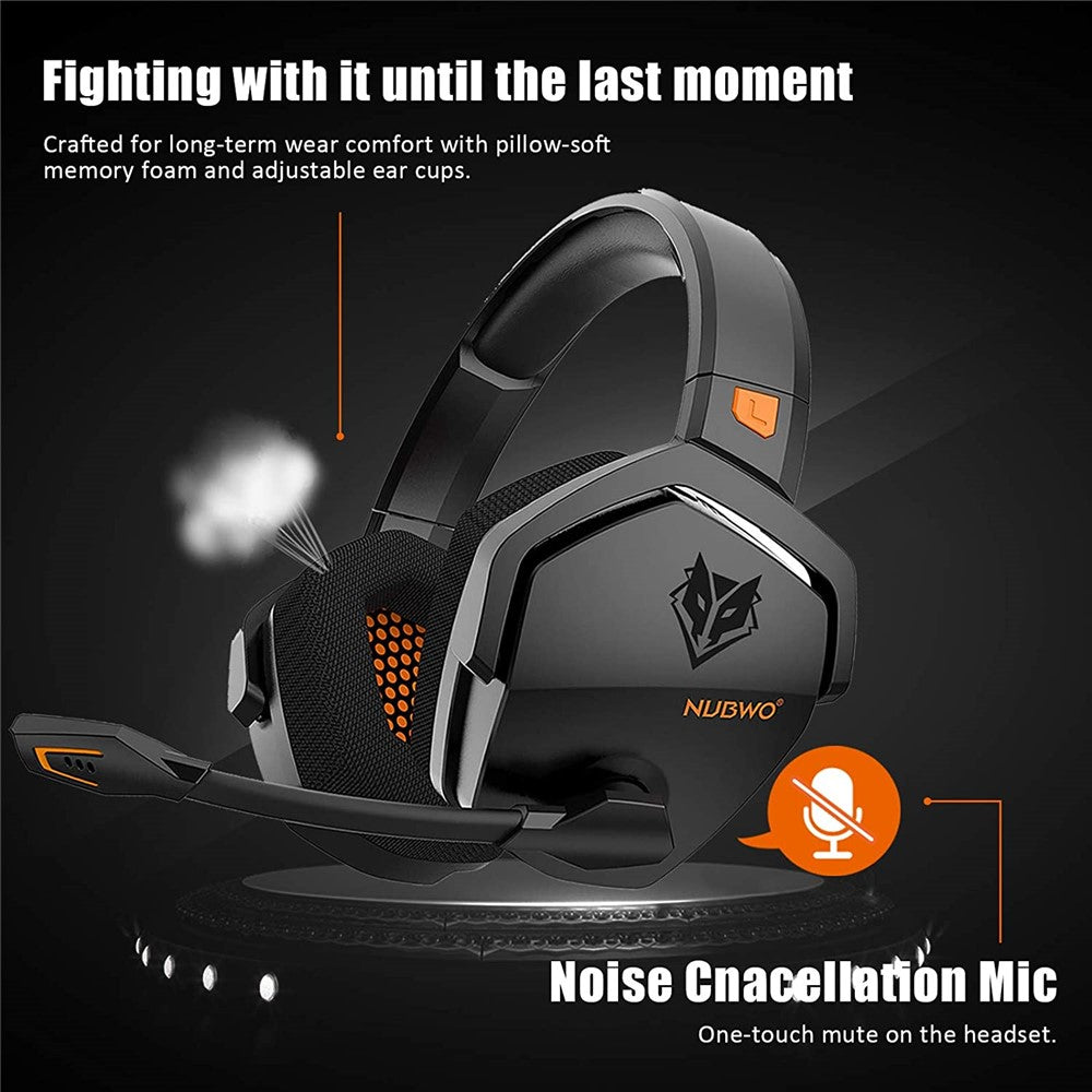 NUBWO G06 Trådløst Gaming Headset med Støjreducerende Mikrofon 2.4G Bluetooth-kompatible Høretelefoner Stereo Hovedtelefoner Kompatible med PC, Laptops, PS4, PS5, Nintendo Switch