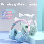 BT029C Bluetooth-kompatibelt trådlöst headset med avtagbar mikrofon RGB LED justerbara huvudmonterade hörlurar barn stereo musik kattöra fällbara hörlurar