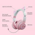 BT029C Bluetooth-kompatibelt trådlöst headset med avtagbar mikrofon RGB LED justerbara huvudmonterade hörlurar barn stereo musik kattöra fällbara hörlurar