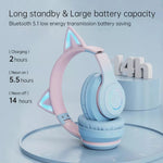BT029C Bluetooth-kompatibelt trådlöst headset med avtagbar mikrofon RGB LED justerbara huvudmonterade hörlurar barn stereo musik kattöra fällbara hörlurar