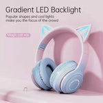 BT029C Bluetooth-kompatibelt trådlöst headset med avtagbar mikrofon RGB LED justerbara huvudmonterade hörlurar barn stereo musik kattöra fällbara hörlurar
