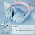 BT029C Bluetooth-kompatibelt trådlöst headset med avtagbar mikrofon RGB LED justerbara huvudmonterade hörlurar barn stereo musik kattöra fällbara hörlurar