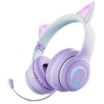 BT029C Bluetooth-kompatibelt trådlöst headset med avtagbar mikrofon RGB LED justerbara huvudmonterade hörlurar barn stereo musik kattöra fällbara hörlurar