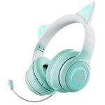 BT029C Bluetooth-kompatibelt trådlöst headset med avtagbar mikrofon RGB LED justerbara huvudmonterade hörlurar barn stereo musik kattöra fällbara hörlurar