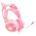 BATXELLENT H81 RGB Lighting Wired Headphone Gaming Headset with Noise Cancelling Mic, Cat Ears Design