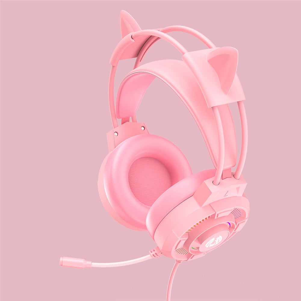 BATXELLENT H81 RGB Lighting Wired Headphone Gaming Headset with Noise Cancelling Mic, Cat Ears Design