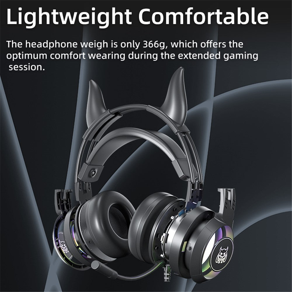 SY-G25 Devil Ears Design RGB Lighting Wired Control Gaming Earphone 3D Surround Sound Game Headset with HD Mic