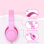 GORSUN GS-E66V Kids 3.5mm Wired Headphone with Detachable Cat Ears Decor Foldable Children Headset