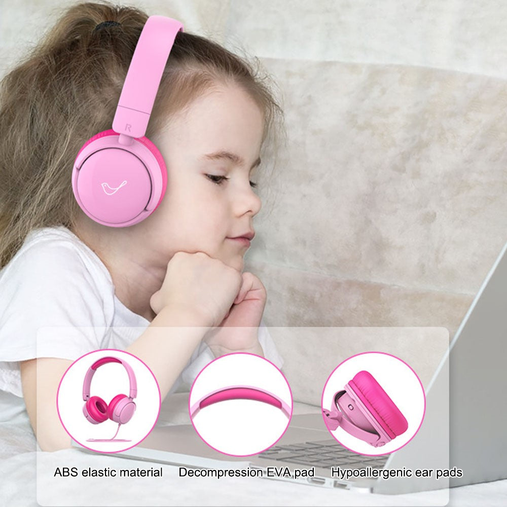 GORSUN GS-E62V Cat Ear Decor Folding Children Headphone Wired HiFi Earphone Over-ear Kid Headset