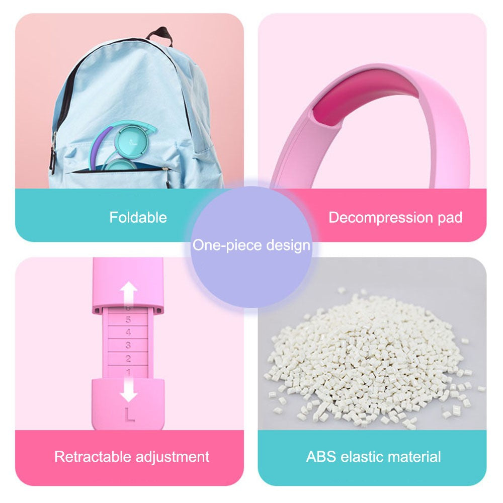 GORSUN GS-E62V Cat Ear Decor Folding Children Headphone Wired HiFi Earphone Over-ear Kid Headset
