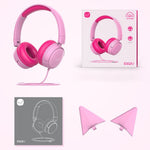 GORSUN GS-E62V Cat Ear Decor Folding Children Headphone Wired HiFi Earphone Over-ear Kid Headset