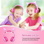 GORSUN GS-E61V 3.5mm Wired Kids Headphone Foldable Children Music Headset with Detachable Cat Ears Decor