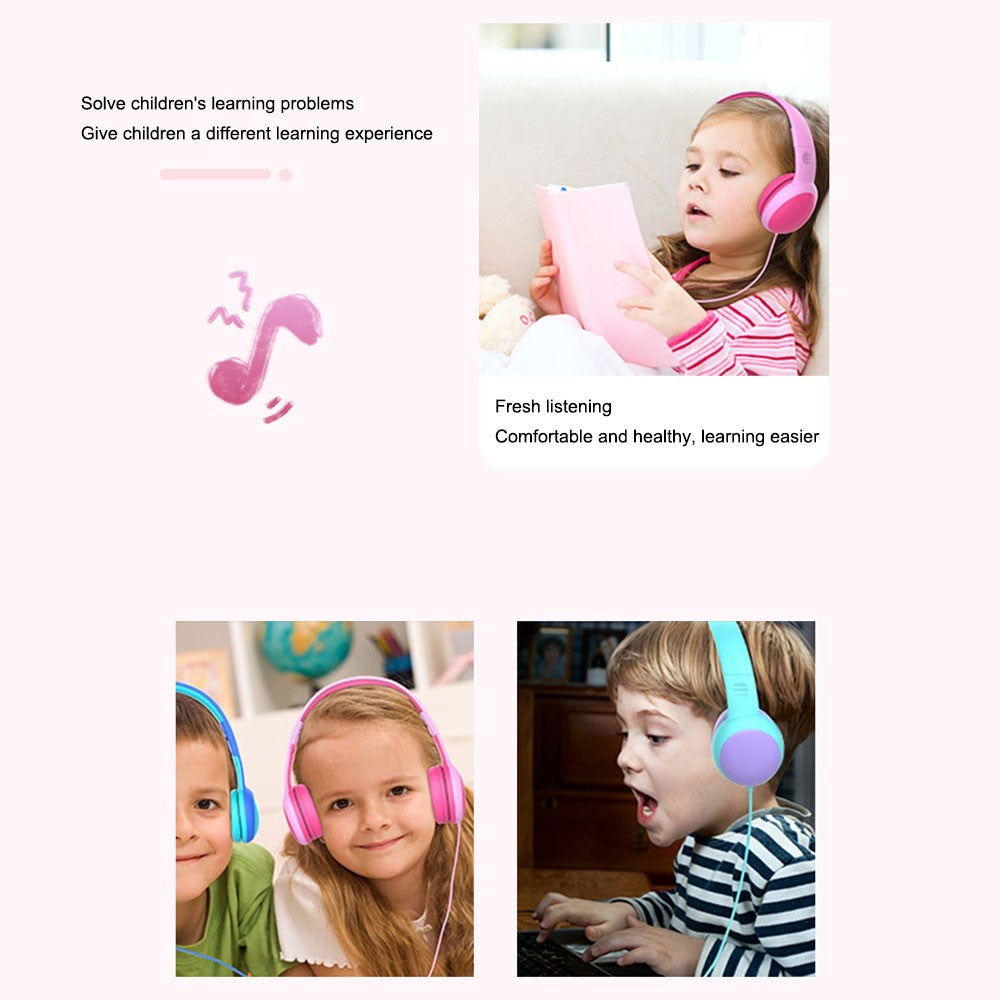 GORSUN GS-E61V 3.5mm Wired Kids Headphone Foldable Children Music Headset with Detachable Cat Ears Decor