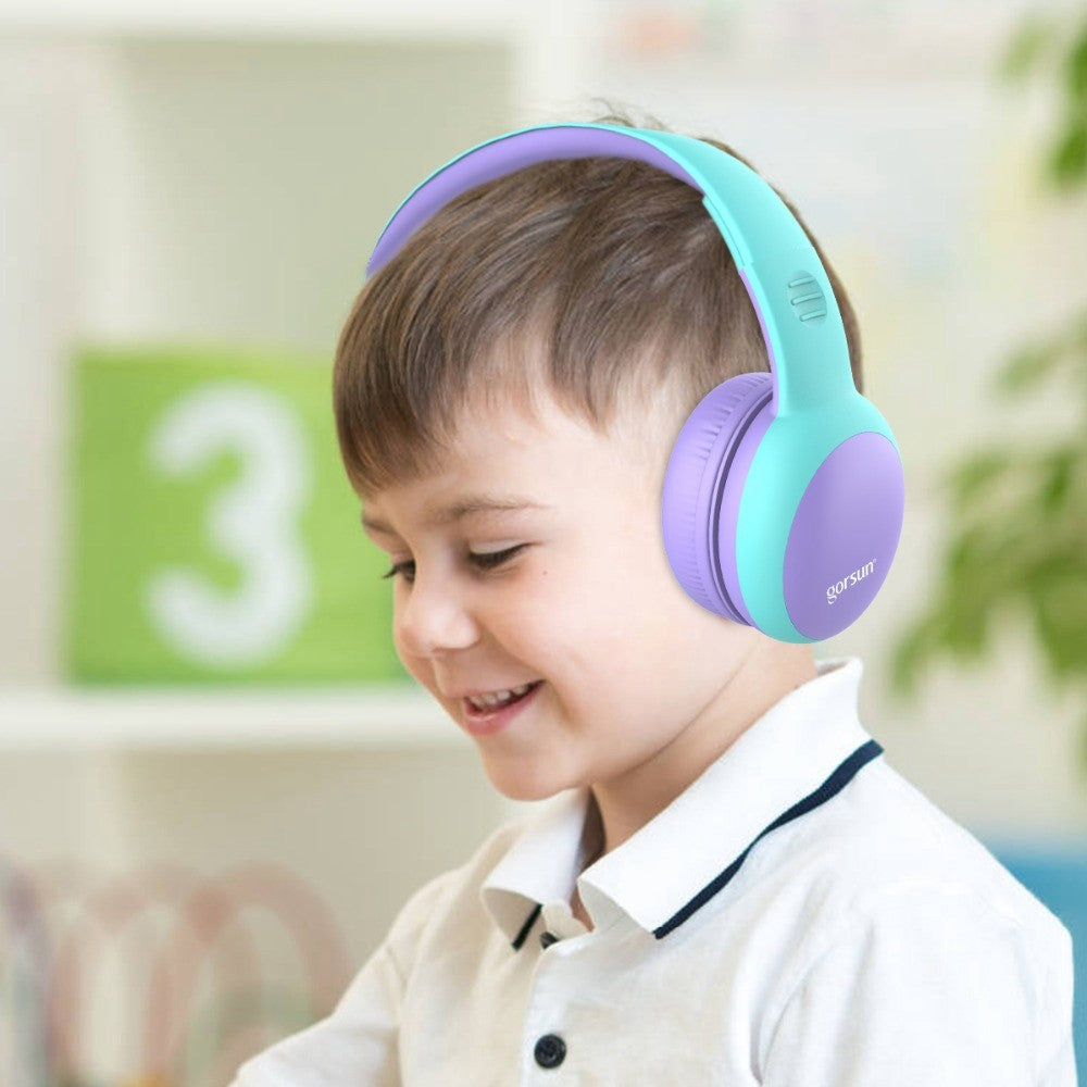 GORSUN GS-E61 Kids Over-ear Bluetooth-compatible Headphone Foldable Earphone Children Music 3.5mm AUX Headset with Detachable Cat Ears Decor