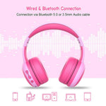 GORSUN GS-E61 Kids Over-ear Bluetooth-compatible Headphone Foldable Earphone Children Music 3.5mm AUX Headset with Detachable Cat Ears Decor