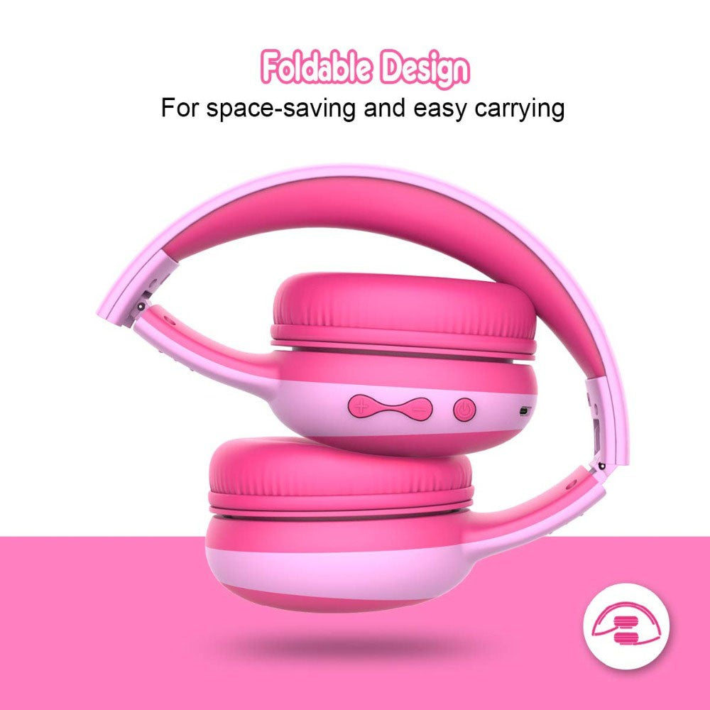 GORSUN GS-E61 Kids Over-ear Bluetooth-compatible Headphone Foldable Earphone Children Music 3.5mm AUX Headset with Detachable Cat Ears Decor