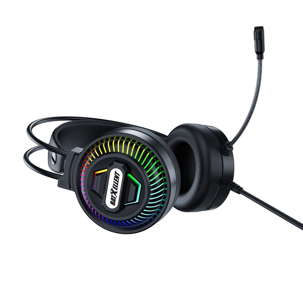 BATXELLENT H46 RGB-belysning Kabelforbundne hovedtelefoner Gaming Headset med Mikrofon