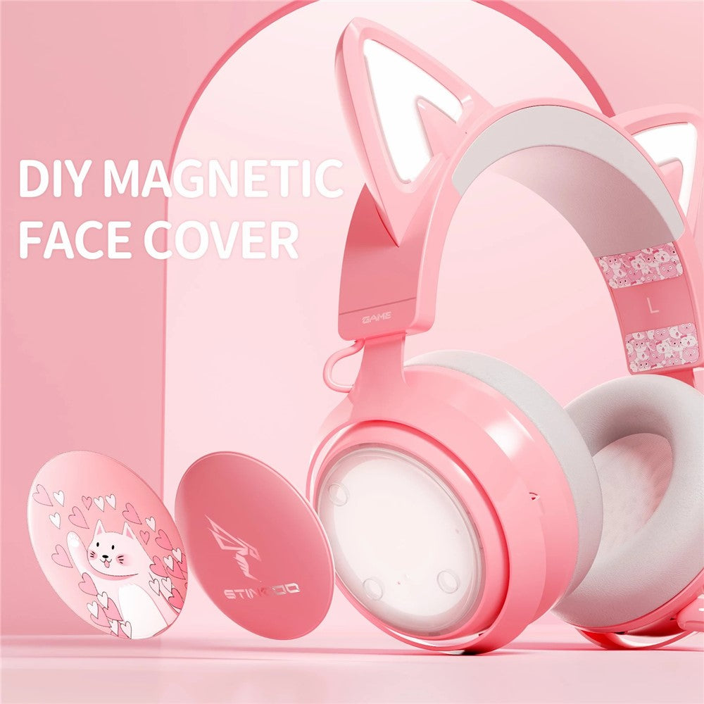 SOMIC GS510 2.4G Trådløst Over-Ear E-sports Headset Søde Katteører RGB LED Lys Musik Gaming Live Headset