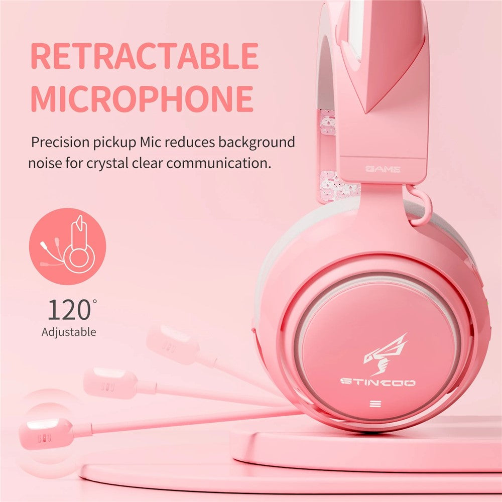 SOMIC GS510 2.4G Trådløst Over-Ear E-sports Headset Søde Katteører RGB LED Lys Musik Gaming Live Headset