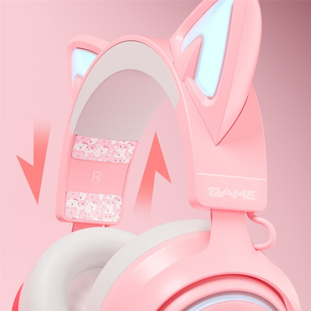 SOMIC GS510 2.4G Trådløst Over-Ear E-sports Headset Søde Katteører RGB LED Lys Musik Gaming Live Headset