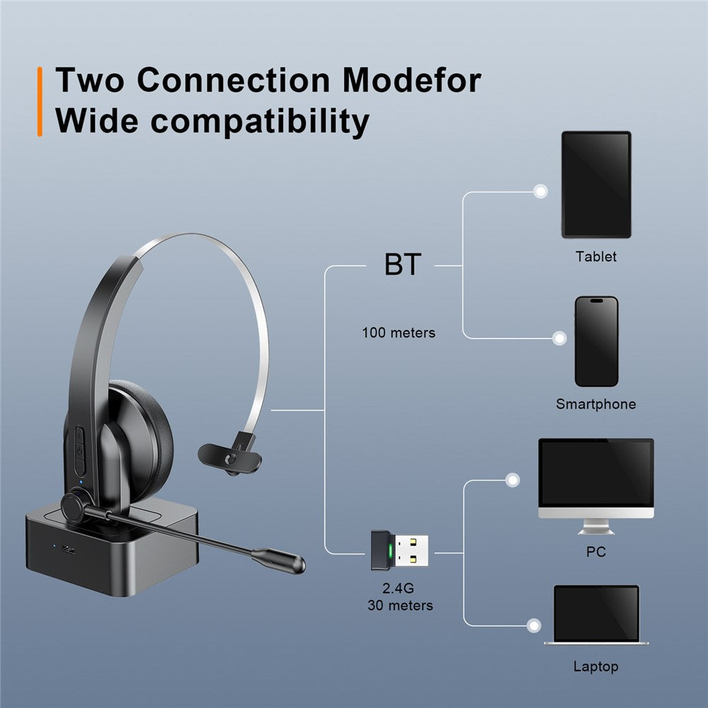 OY631 Bluetooth-kompatibelt 5.3 Headset Kundeservice Hovedtelefon med Mikrofon Støjreducerende Trådløst Headset til Lastbilchauffører