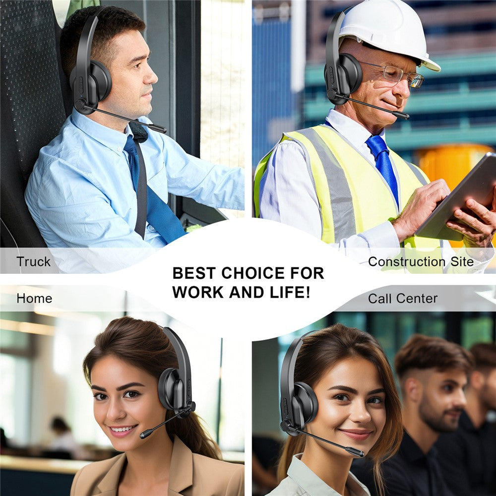 OY631 Bluetooth-kompatibelt 5.3 Headset Kundeservice Hovedtelefon med Mikrofon Støjreducerende Trådløst Headset til Lastbilchauffører