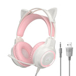 G35 Detachable Cat Ears PC Gaming Headset Wired Over-ear Headphones with Mic