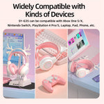 G35 Detachable Cat Ears PC Gaming Headset Wired Over-ear Headphones with Mic