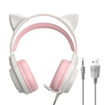 G35 Detachable Cat Ears PC Gaming Headset Wired Over-ear Headphones with Mic