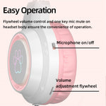 G35 Detachable Cat Ears PC Gaming Headset Wired Over-ear Headphones with Mic