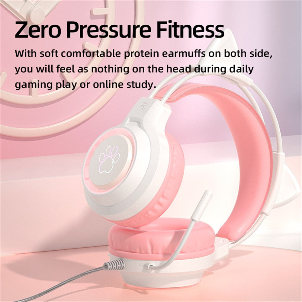 G35 Detachable Cat Ears PC Gaming Headset Wired Over-ear Headphones with Mic