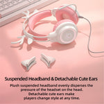G35 Detachable Cat Ears PC Gaming Headset Wired Over-ear Headphones with Mic