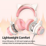 G35 Detachable Cat Ears PC Gaming Headset Wired Over-ear Headphones with Mic