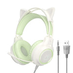 G35 Detachable Cat Ears PC Gaming Headset Wired Over-ear Headphones with Mic