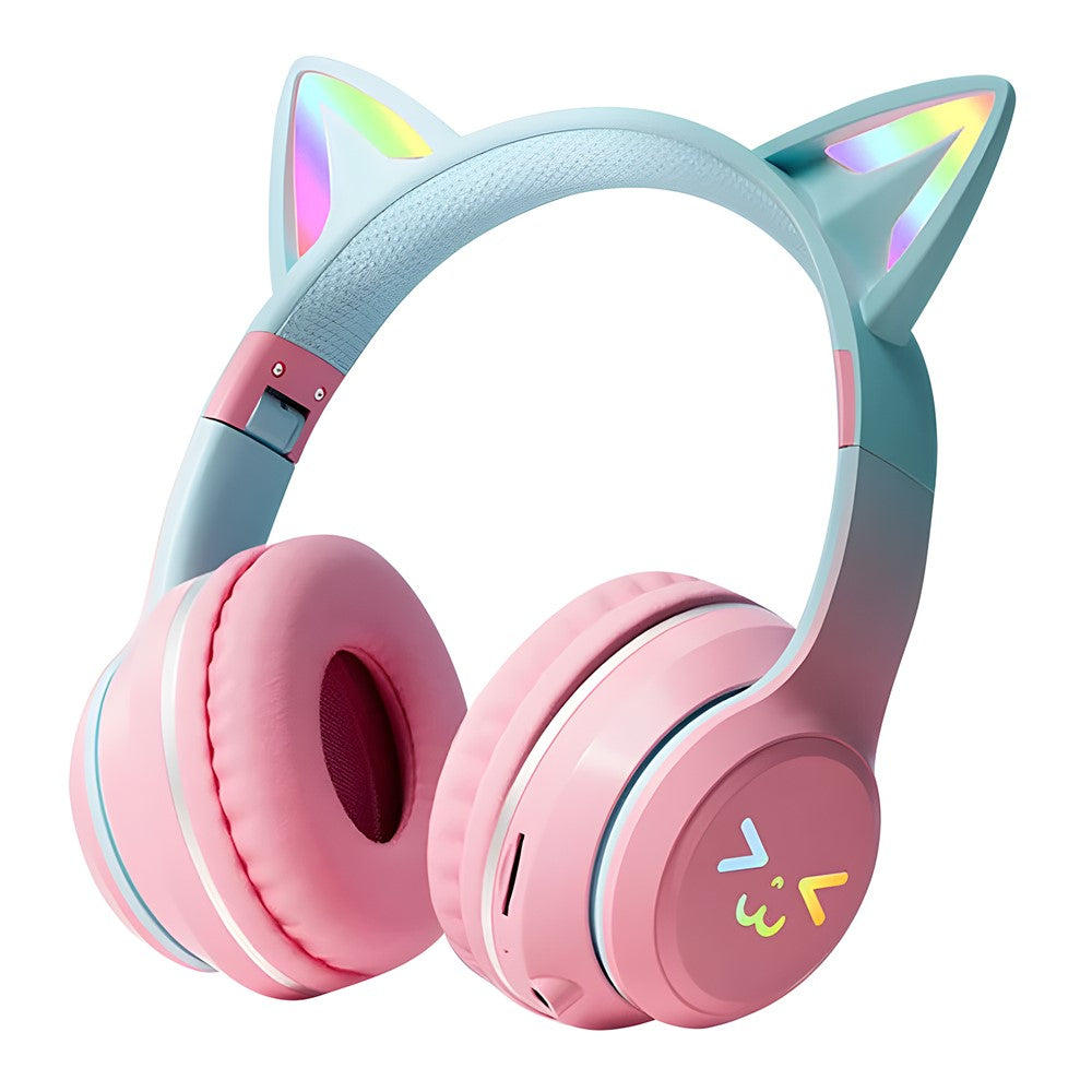 BT612 Hovedtelefoner med Katteører Gradient Bluetooth-kompatibelt Gaming Headset med RGB Lys