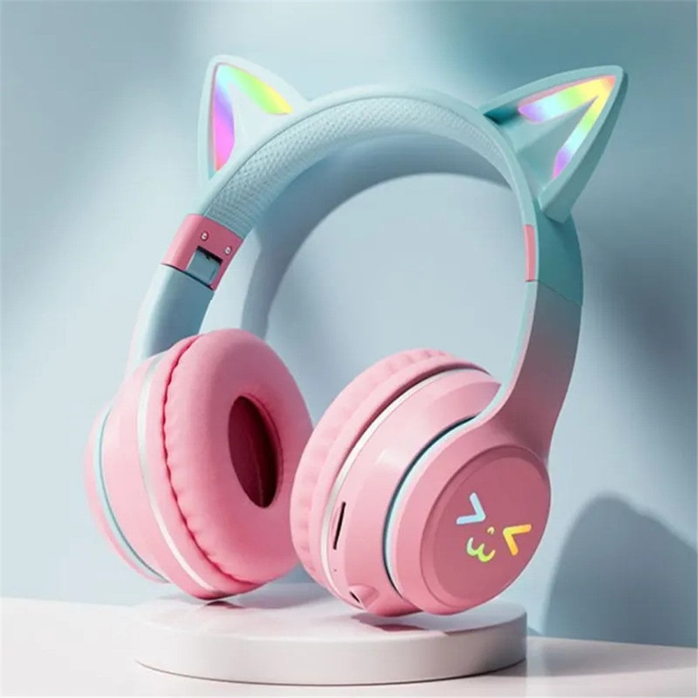 BT612 Hovedtelefoner med Katteører Gradient Bluetooth-kompatibelt Gaming Headset med RGB Lys