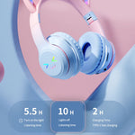 BT612 Hovedtelefoner med Katteører Gradient Bluetooth-kompatibelt Gaming Headset med RGB Lys