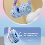 BT612 Hovedtelefoner med Katteører Gradient Bluetooth-kompatibelt Gaming Headset med RGB Lys