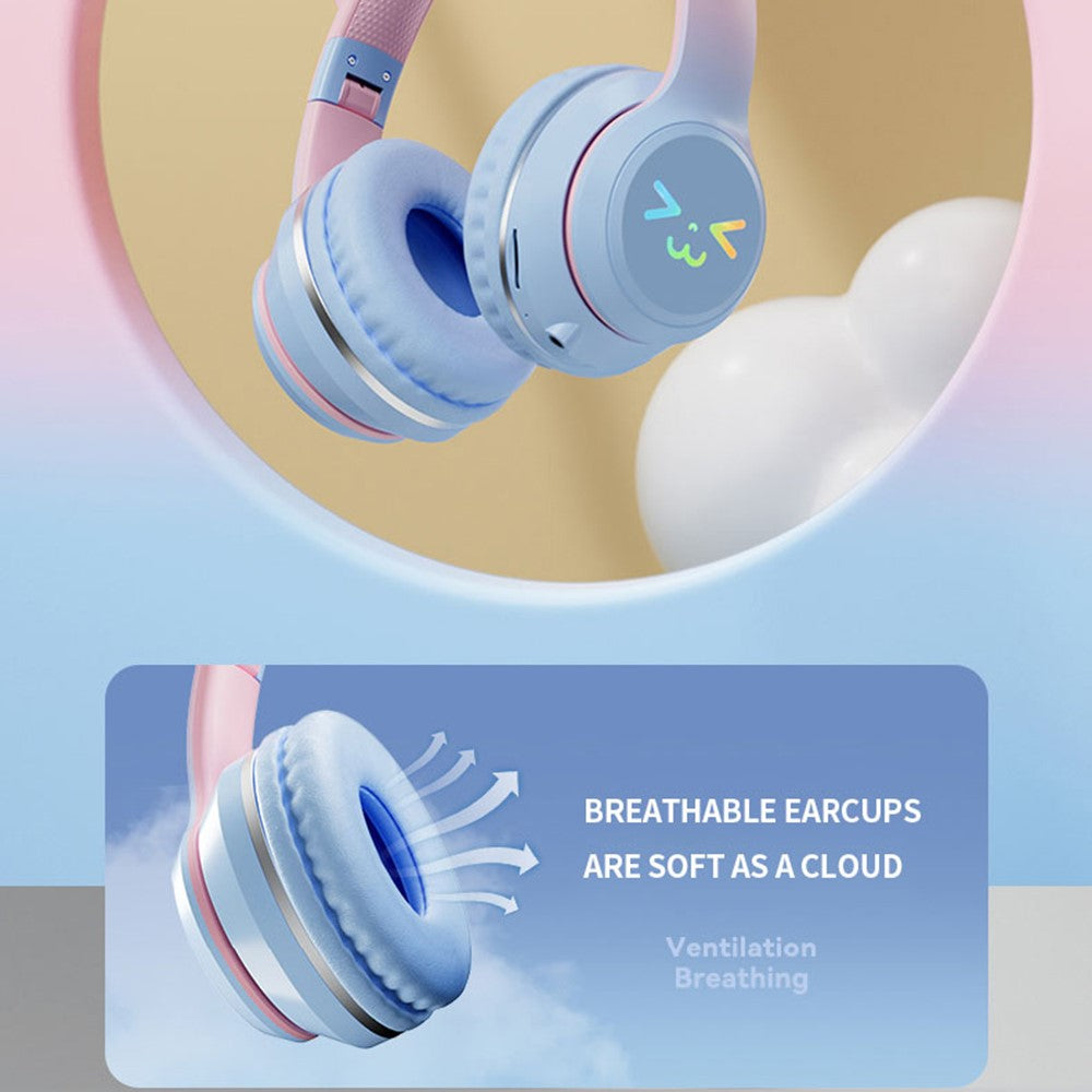 BT612 Hovedtelefoner med Katteører Gradient Bluetooth-kompatibelt Gaming Headset med RGB Lys