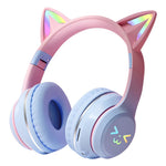 BT612 Hovedtelefoner med Katteører Gradient Bluetooth-kompatibelt Gaming Headset med RGB Lys