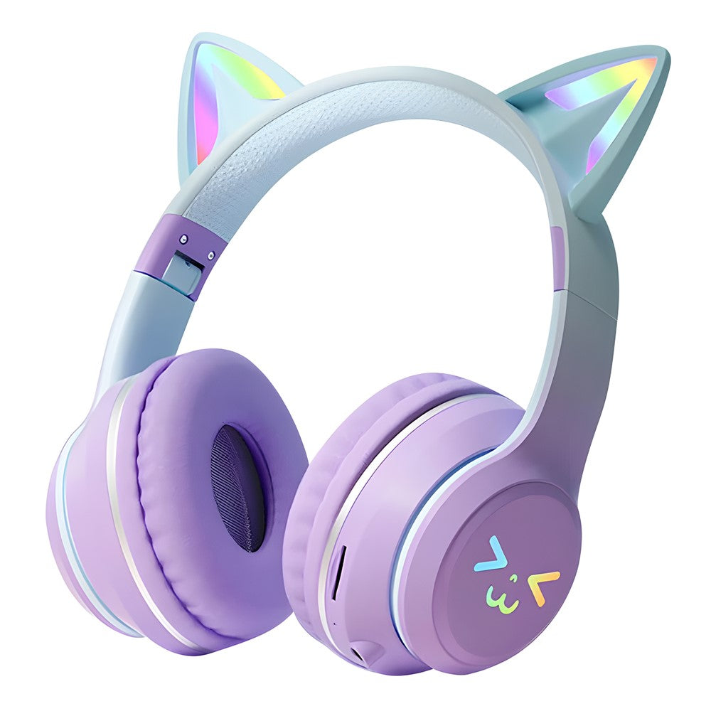 BT612 Hovedtelefoner med Katteører Gradient Bluetooth-kompatibelt Gaming Headset med RGB Lys