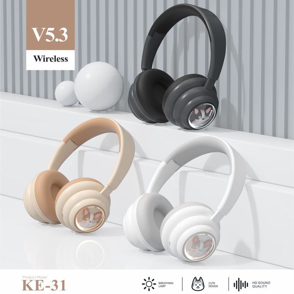 KE-31 Over-Ear Bluetooth-kompatible Hovedtelefoner med RGB-lys Kablet / Trådløst Headset