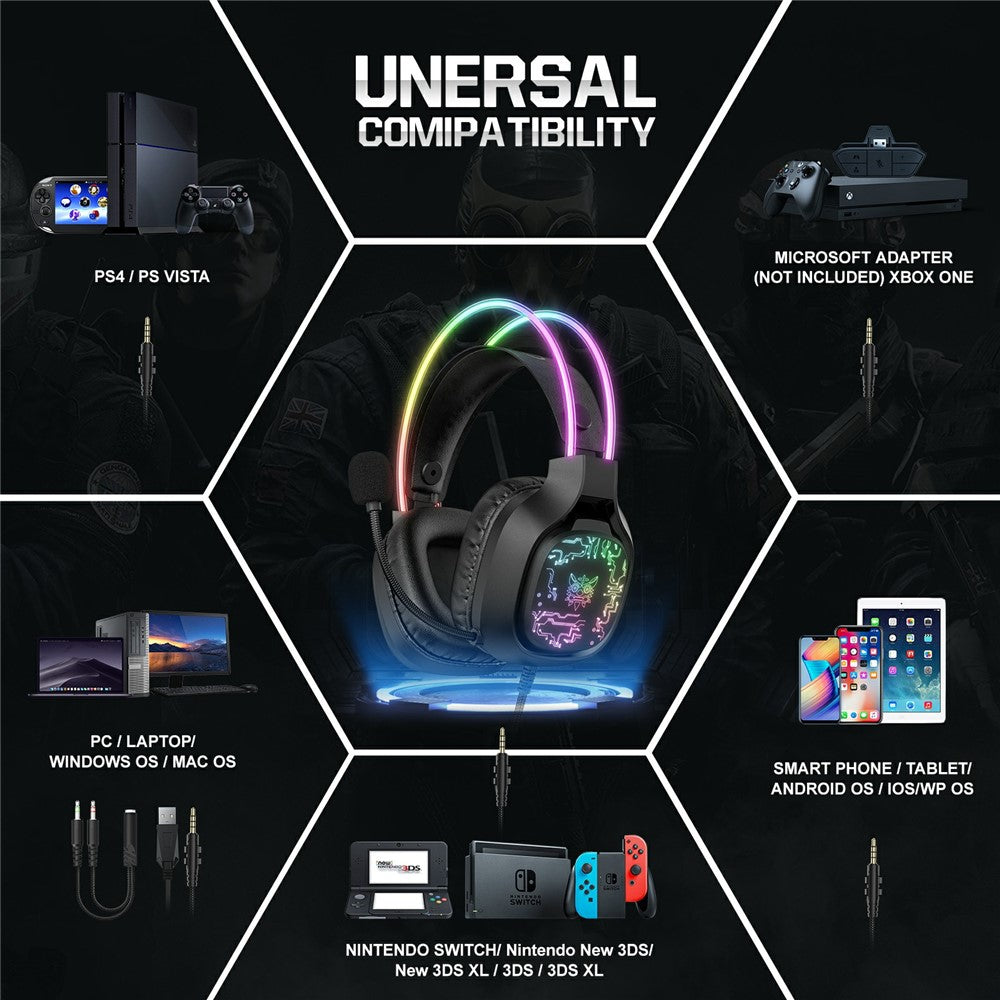 ONIKUMA X22 Over-Ear RGB Gaming Headset with Noise-Canceling Microphone