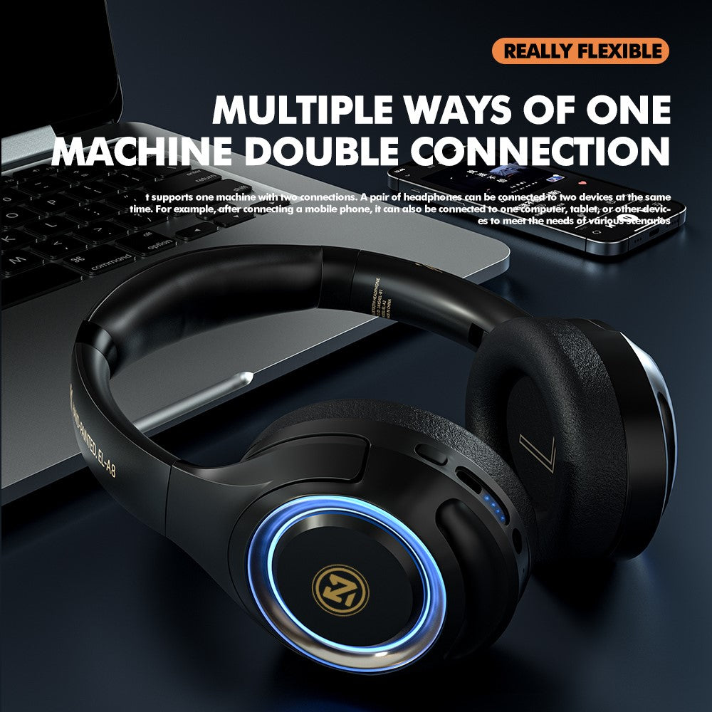 ROCK A8 Kablet og trådløst on-ear hovedtelefon-headset med mikrofon Bluetooth-kompatibelt stereo-headset over-ear