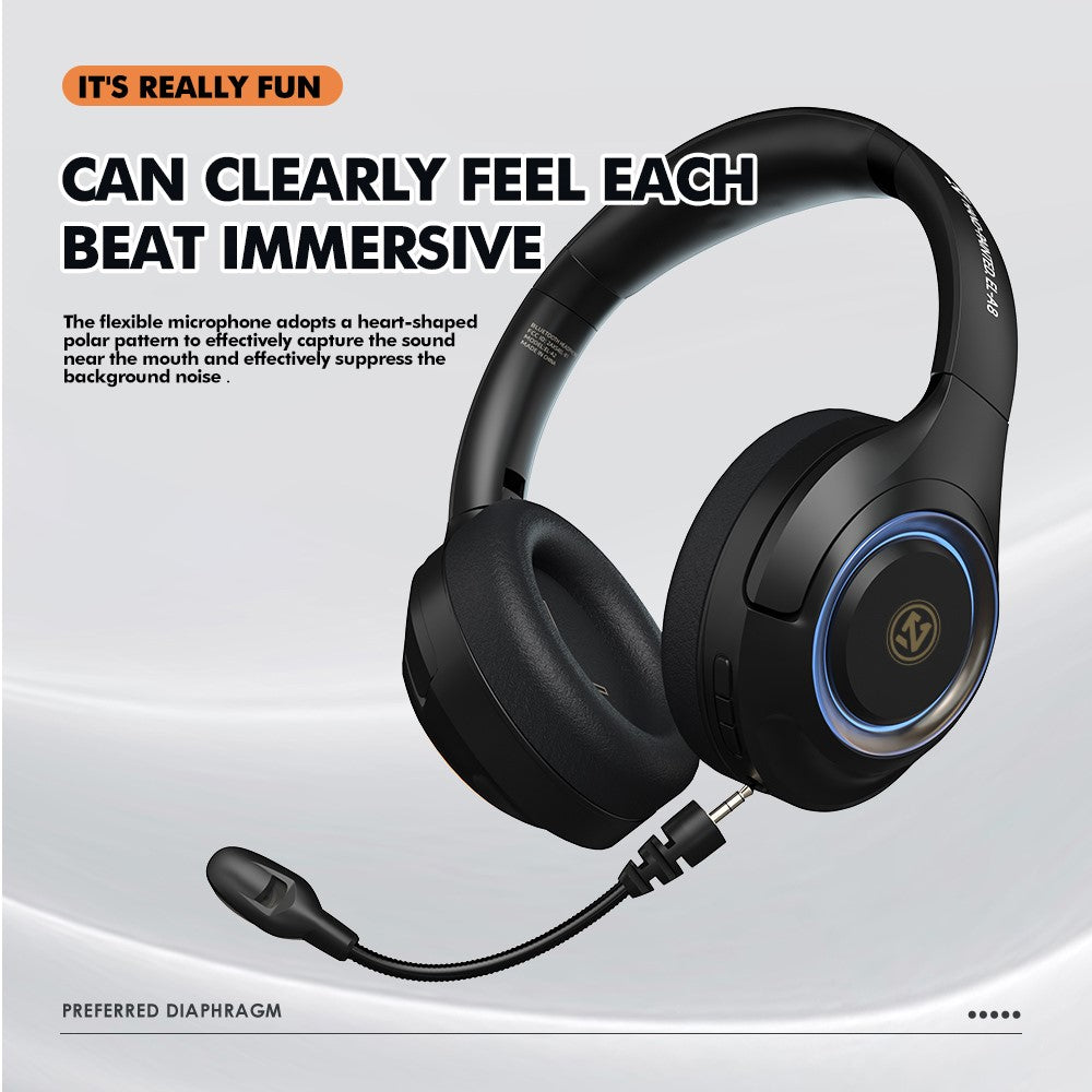 ROCK A8 Kablet og trådløst on-ear hovedtelefon-headset med mikrofon Bluetooth-kompatibelt stereo-headset over-ear