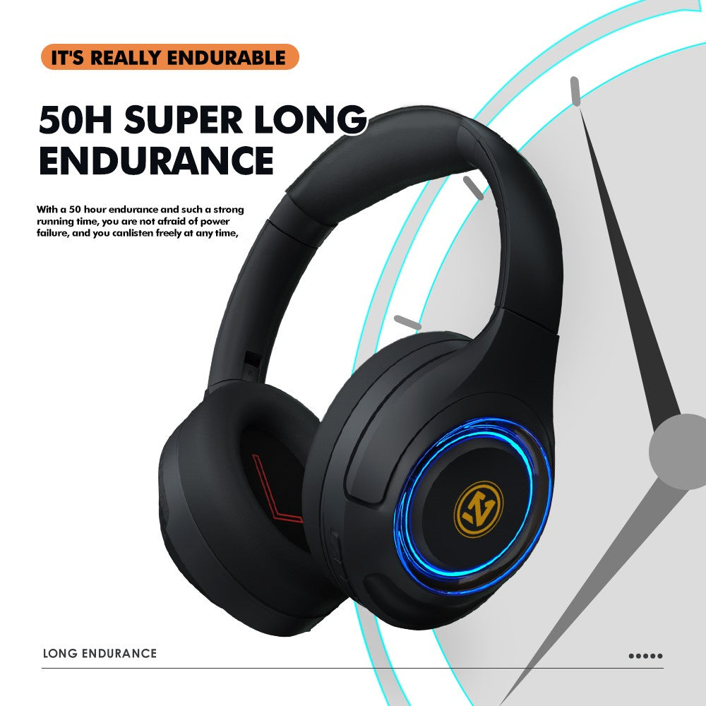ROCK A8 Kablet og trådløst on-ear hovedtelefon-headset med mikrofon Bluetooth-kompatibelt stereo-headset over-ear